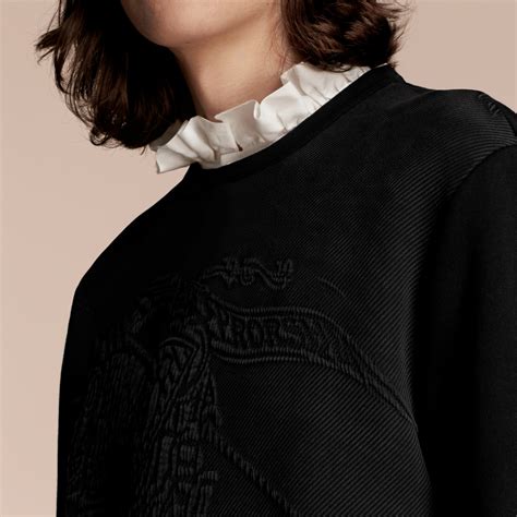 burberry equestrian knight device cotton blend sweatshirt|EKD Cotton Blend Sweatshirt in Black/chalk .